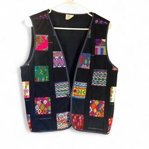 Vintage Curtis Porter Embroidered Guatemalan Vest with multicolor embroidery L